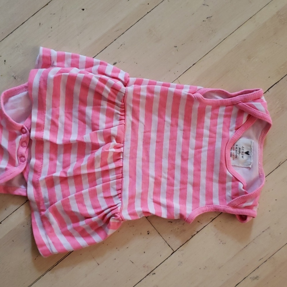 Jcrew baby tanktop dress onesie pink stripe 3-6 M